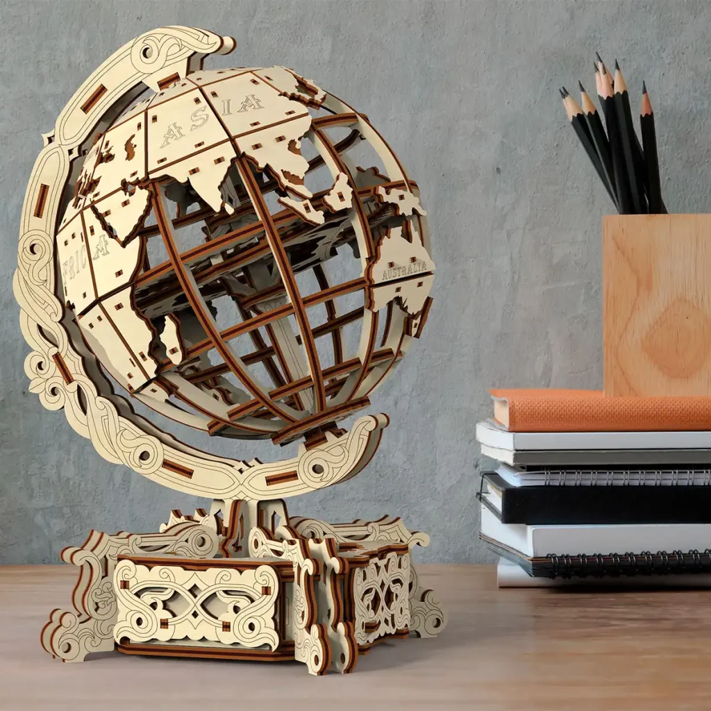 Wooden Puzzle 3D World Globe 12