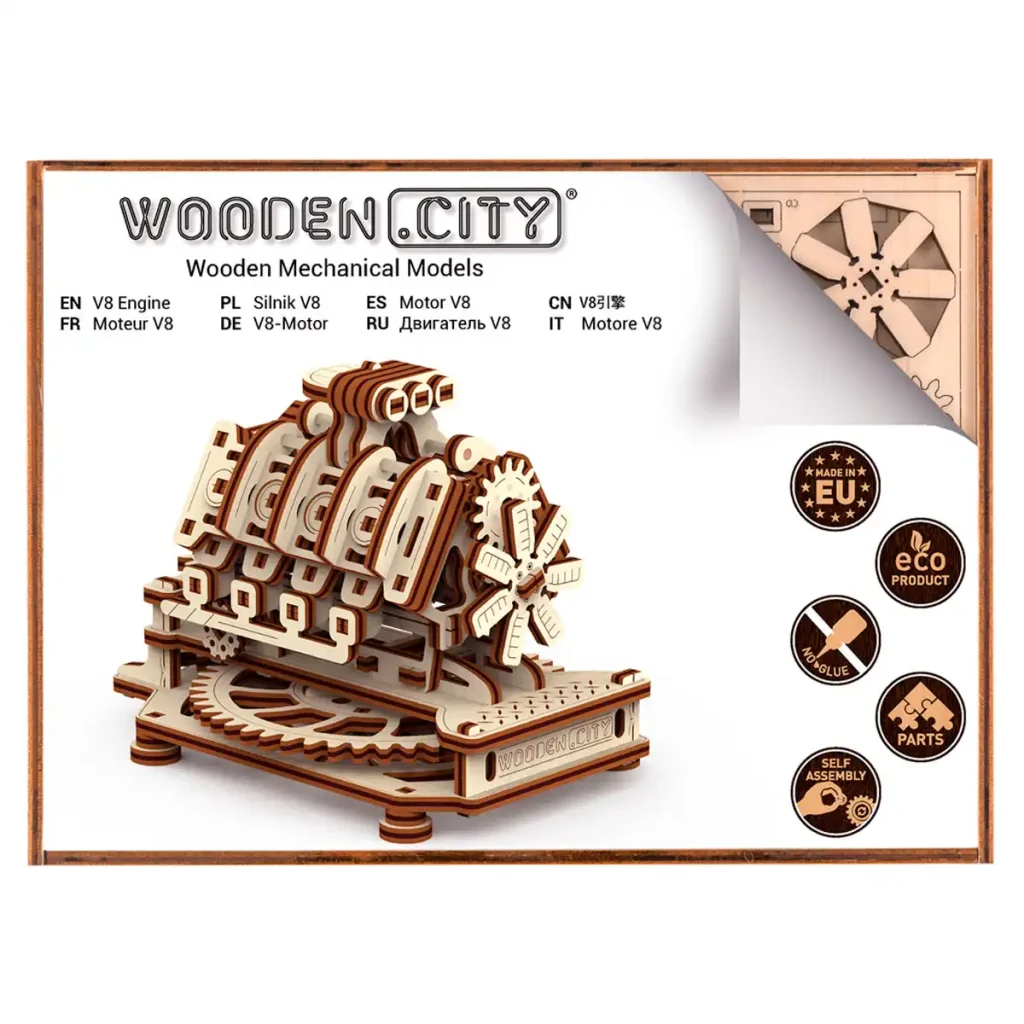 Puzzle 3D en Bois - Moteur V8 Wooden-City-WR316-8183 200 pièces