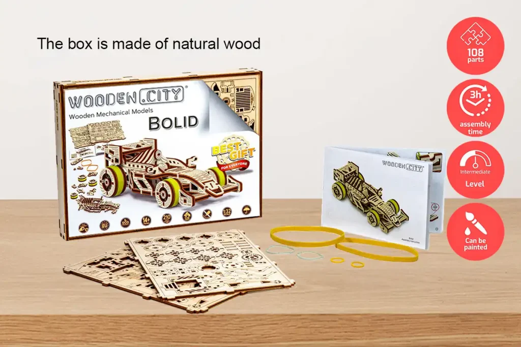 Wooden Puzzle 3D Car Bolid opis 33