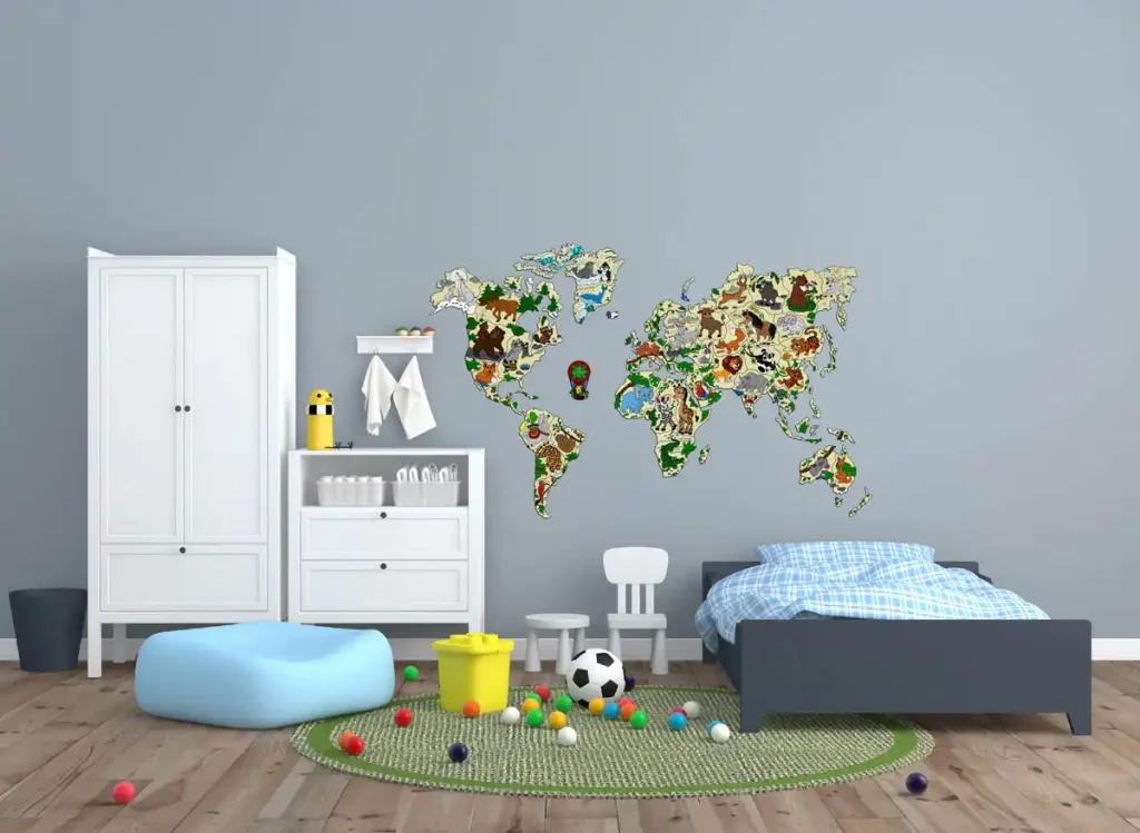 3D Wooden World Map Puzzle - World Map Animals XL