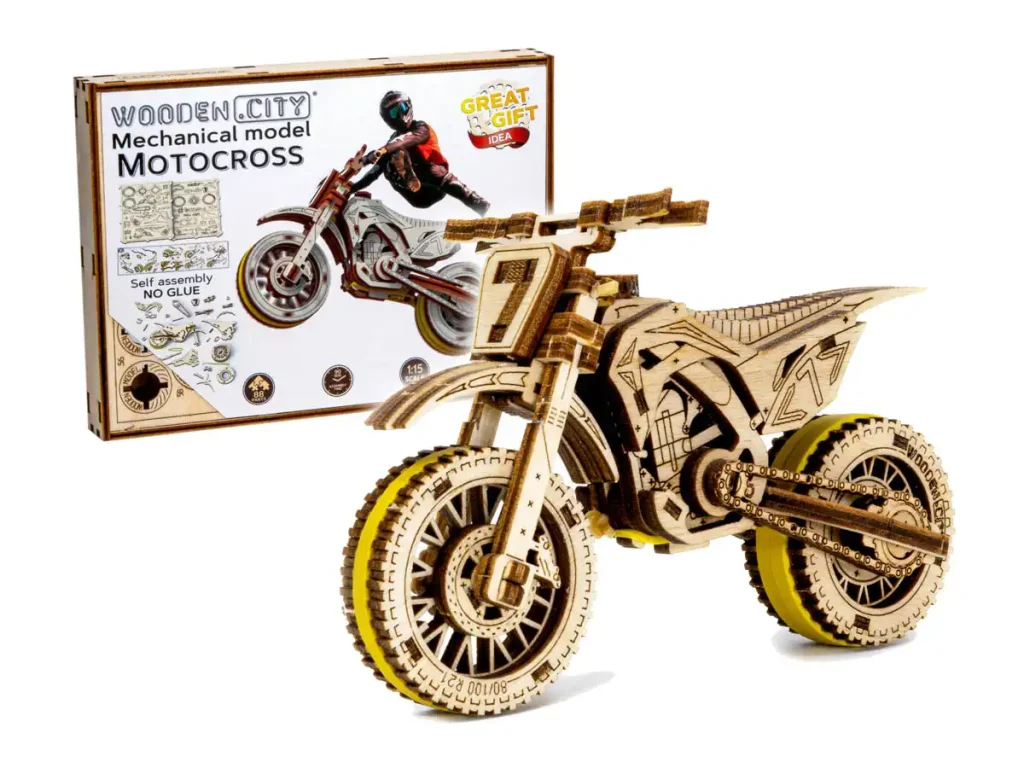 Wooden Puzzle 3D Motorbike Motocross Opis 7