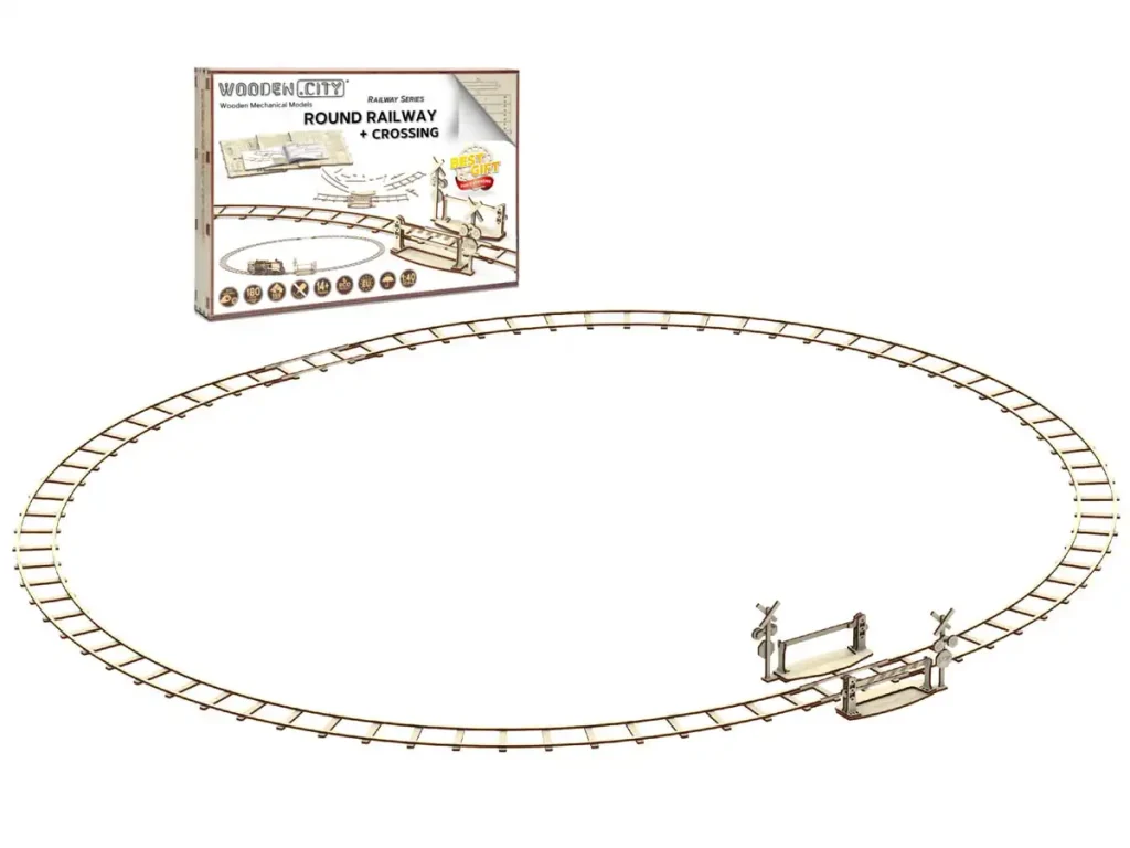 Wooden Puzzle 3D Train Round Railway + Crossing Opis 6