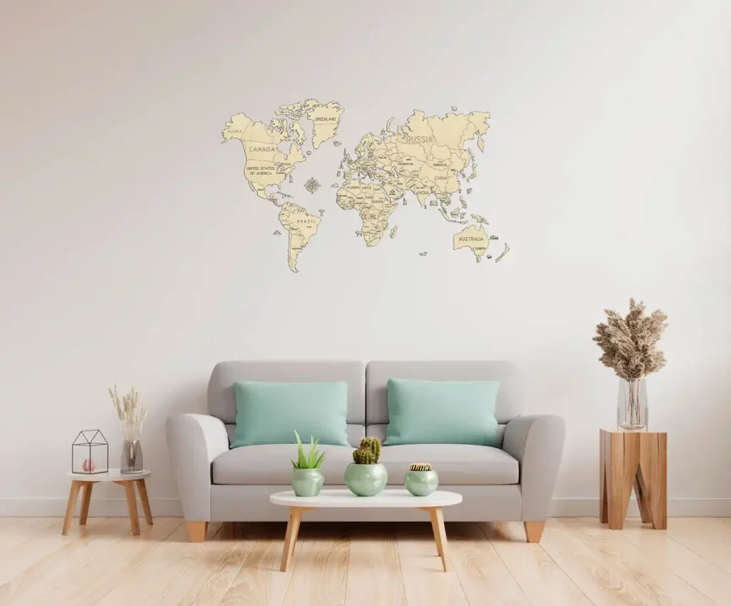 3D Wooden World Map Puzzle - World Map Animals XL