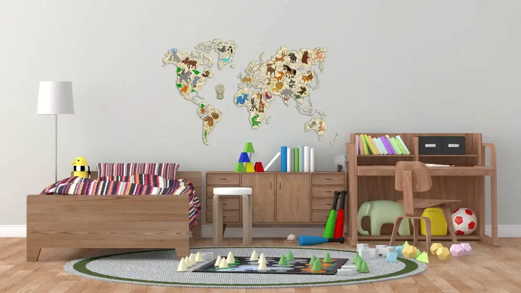 3D Wooden World Map Fusion