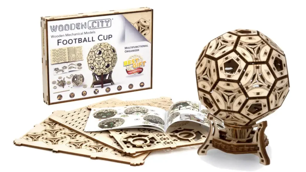 Wooden Puzzle 3D Football Cup Multifunctional Organizer Opis 4