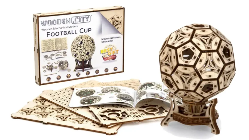 3D Wooden Puzzle - Football Cup Multifunctional Organizer 