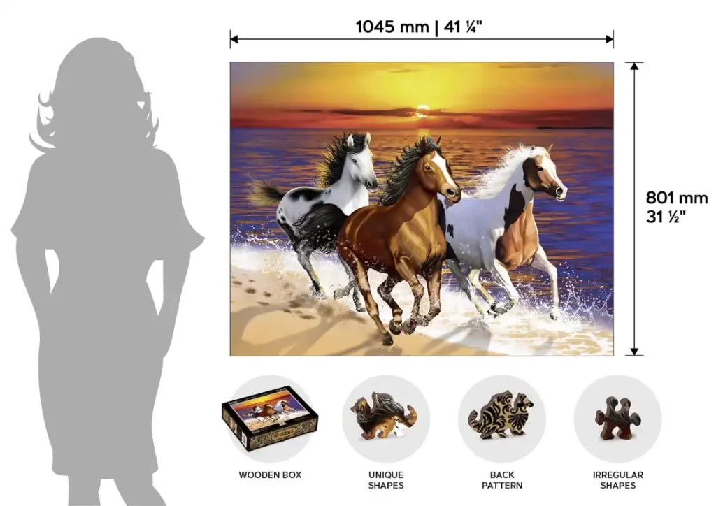 Wooden Puzzle 4000 Wild Horses On The Beach Opis 2