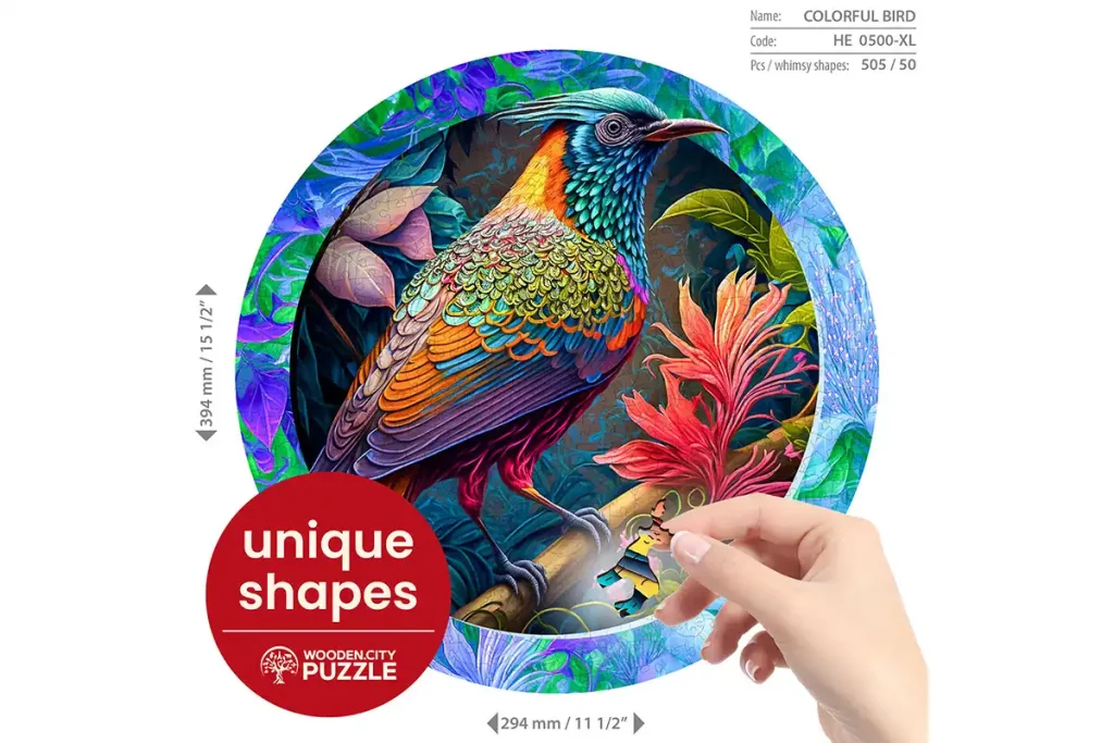 Wooden Puzzle 500 Colorful Bird Opis 5