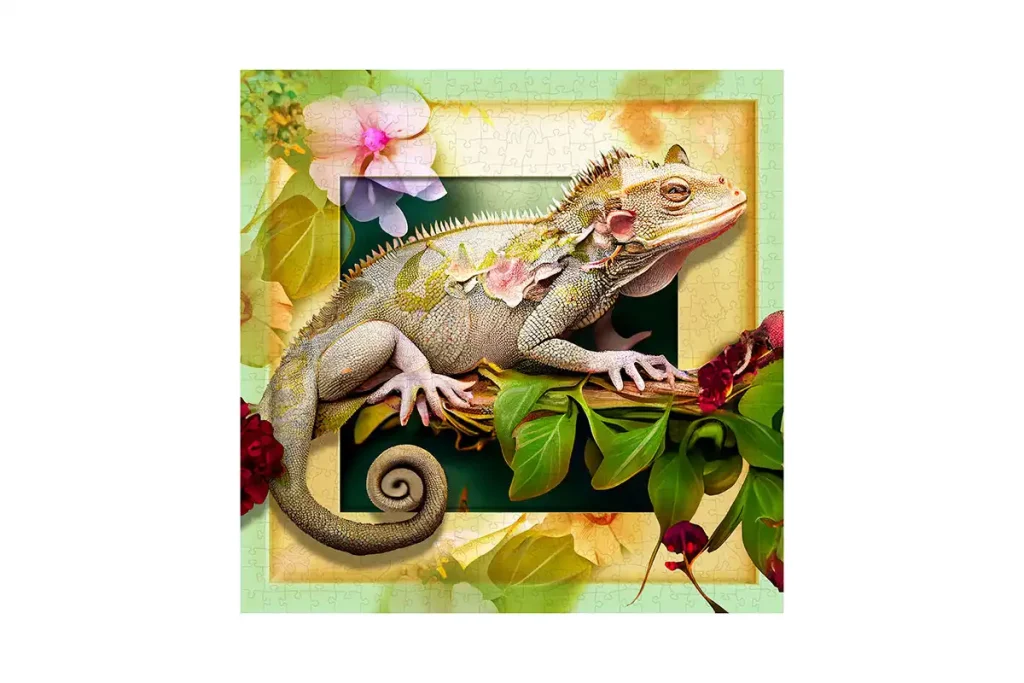 Wooden Puzzle 500 Chameleon And Flowers Opis 4