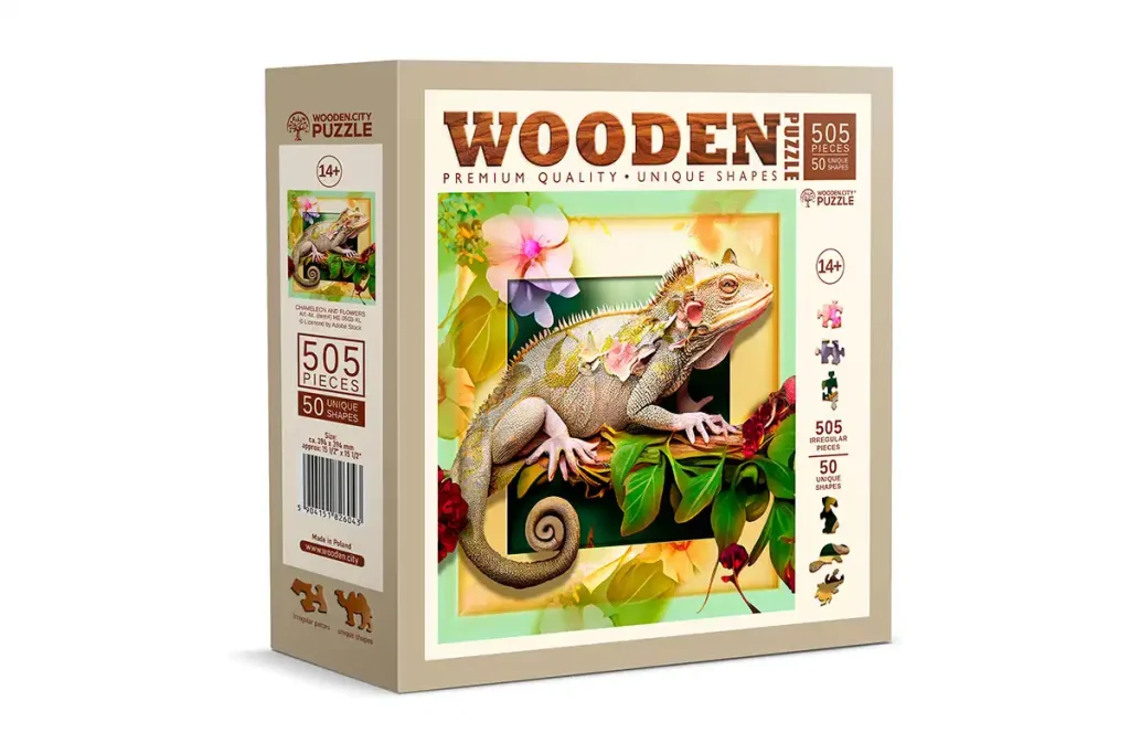 Wooden Puzzle 500 Chameleon And Flowers Opis 1