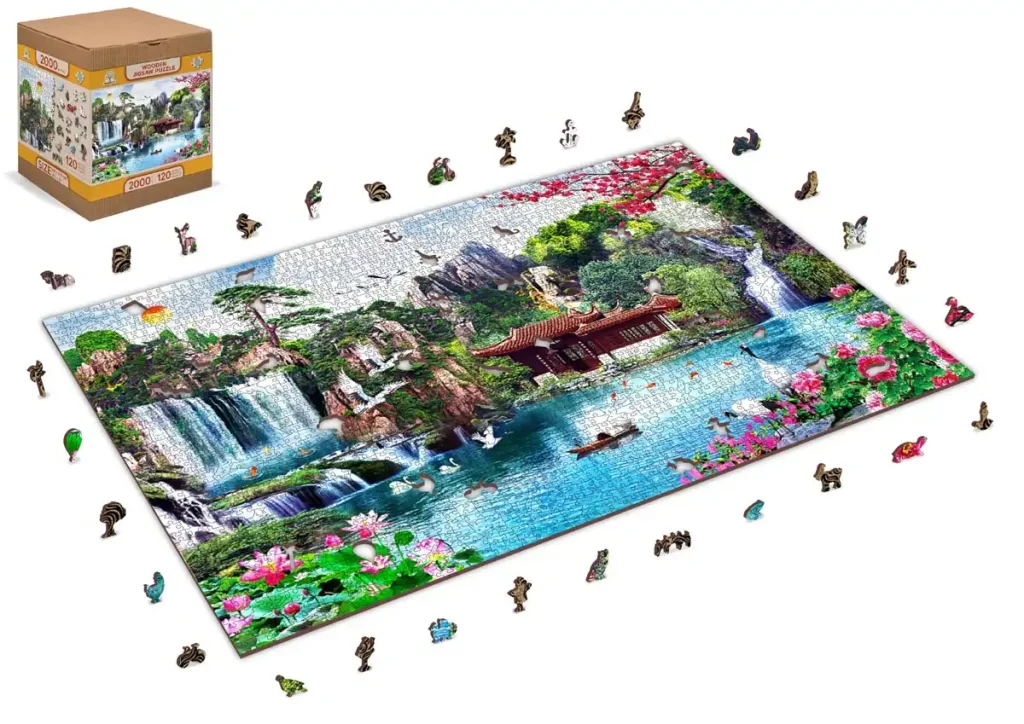 Wooden Puzzle 2000 Waterfalls In Japanese Garden Opis 3