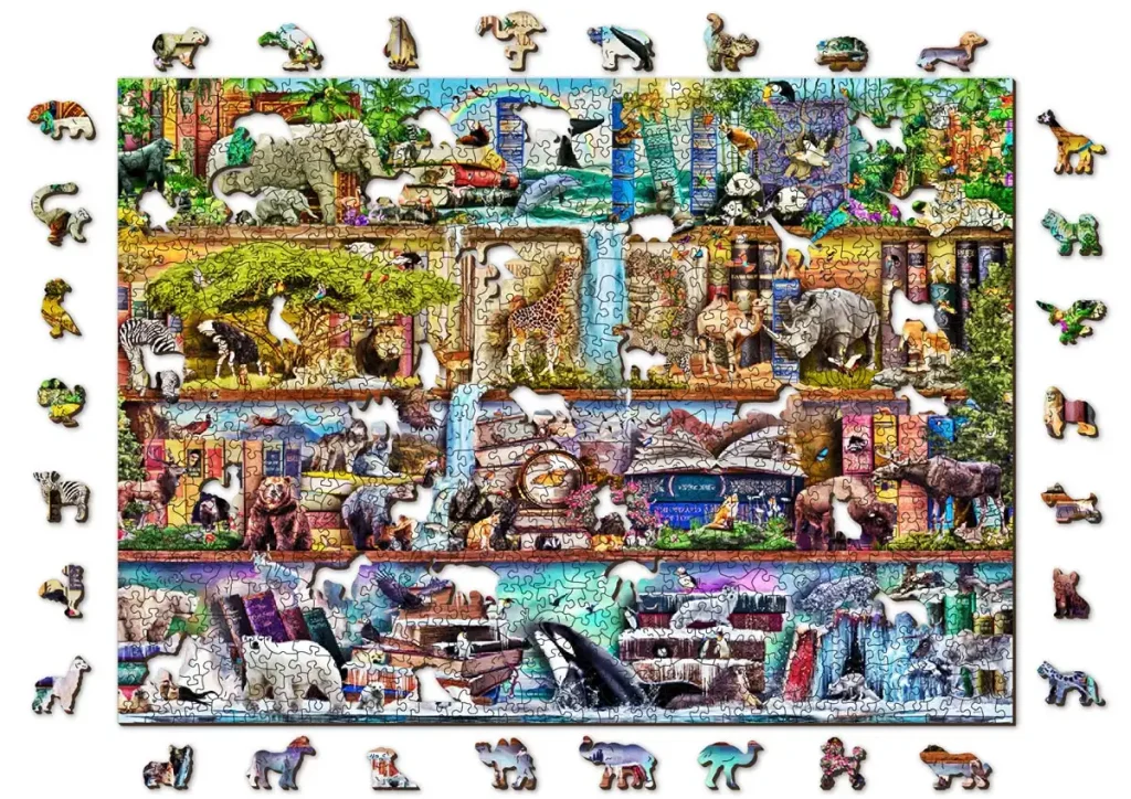 Puzzle Drewniane w kształcie zwierząt 1000 Amazing Animal Kingdom opis 1