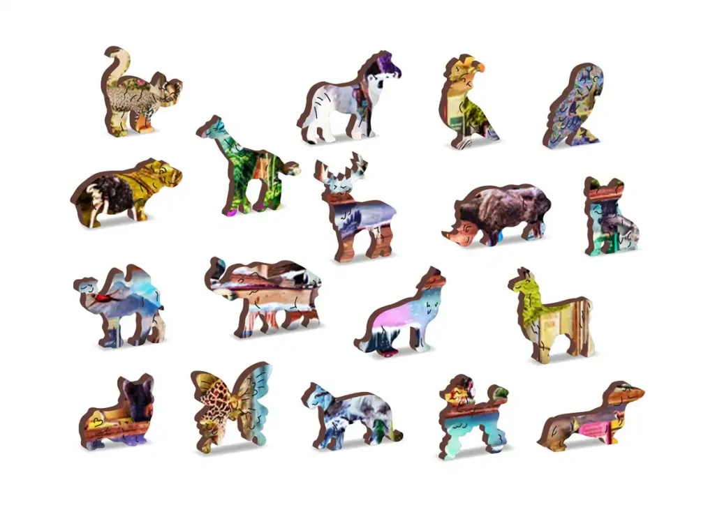 Puzzle Drewniane w kształcie zwierząt 1000 Amazing Animal Kingdom opis 3