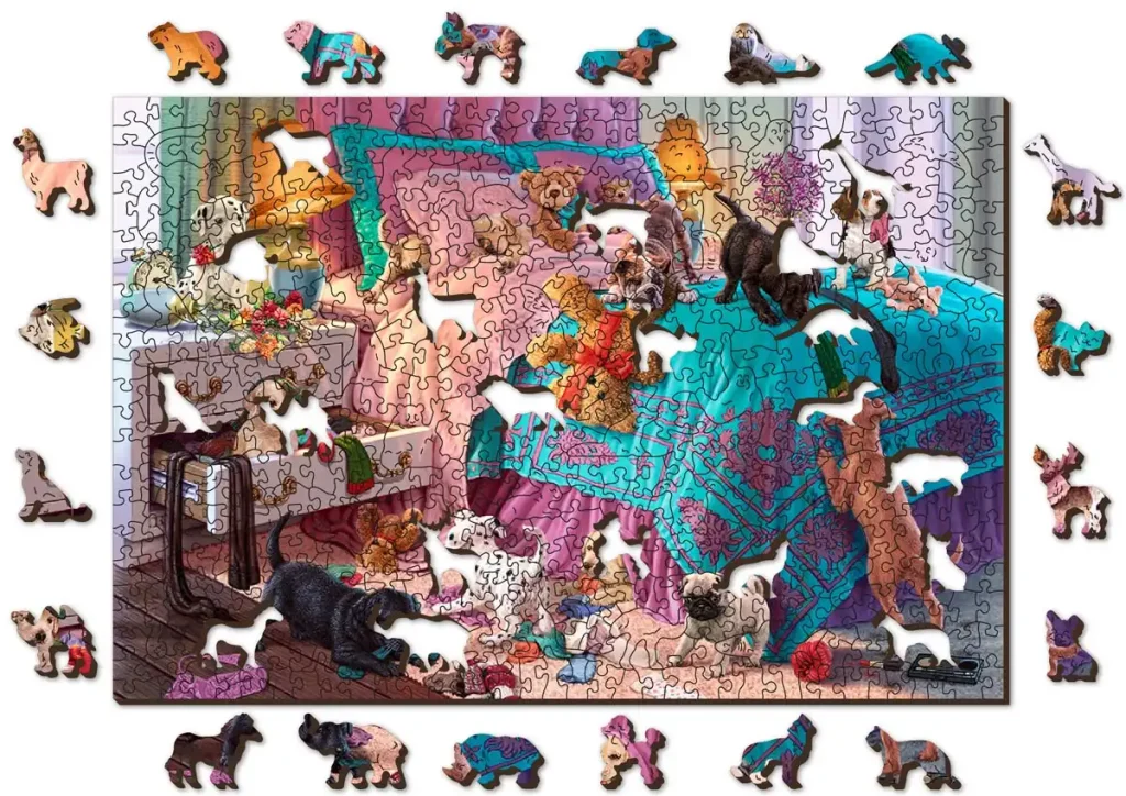 Wooden Puzzle 500 Naughty Puppies opis 1