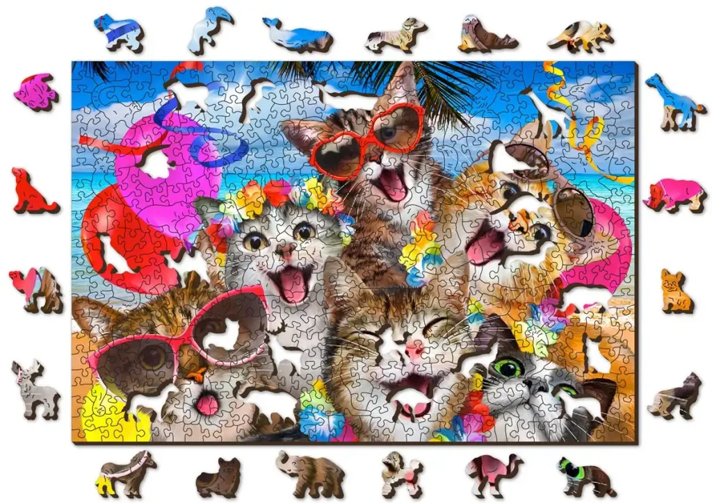 Wooden Puzzle 500 Cat Party Opis 9