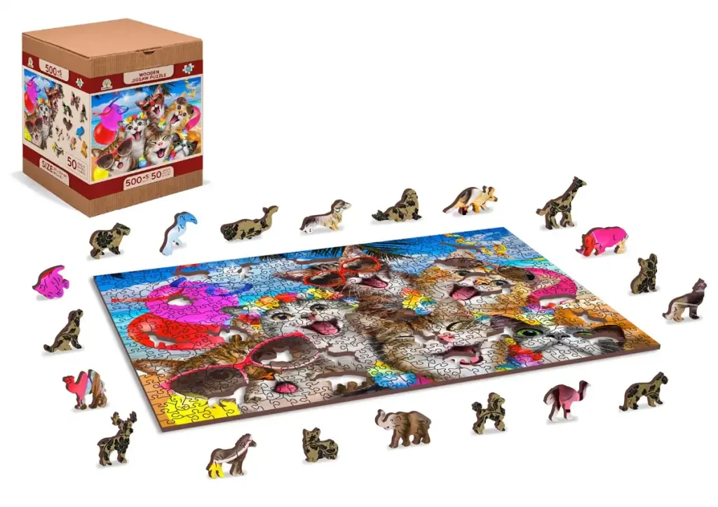 Wooden Puzzle 500 Cat Party Opis 3
