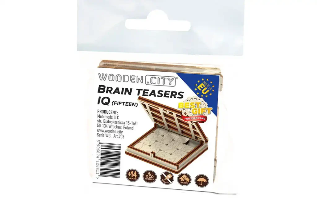 Wooden Puzzle 3D Game Brain Teasers IQ Fifteen Puzzle Opis 4