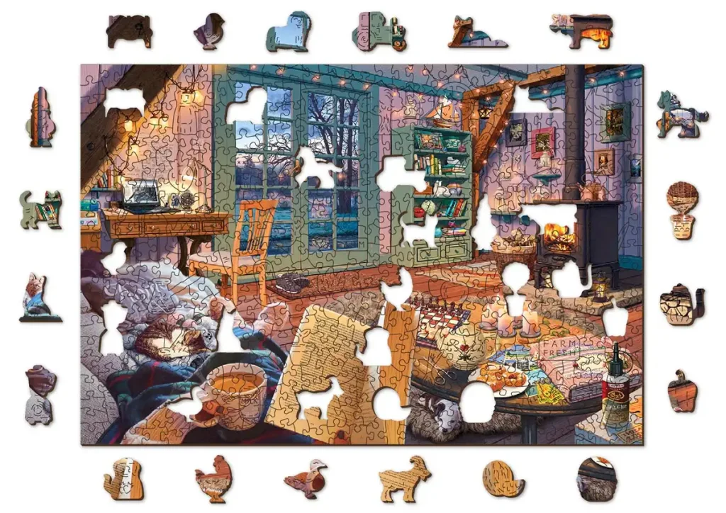Wooden Puzzle 500 Cosy Cabin opis 1