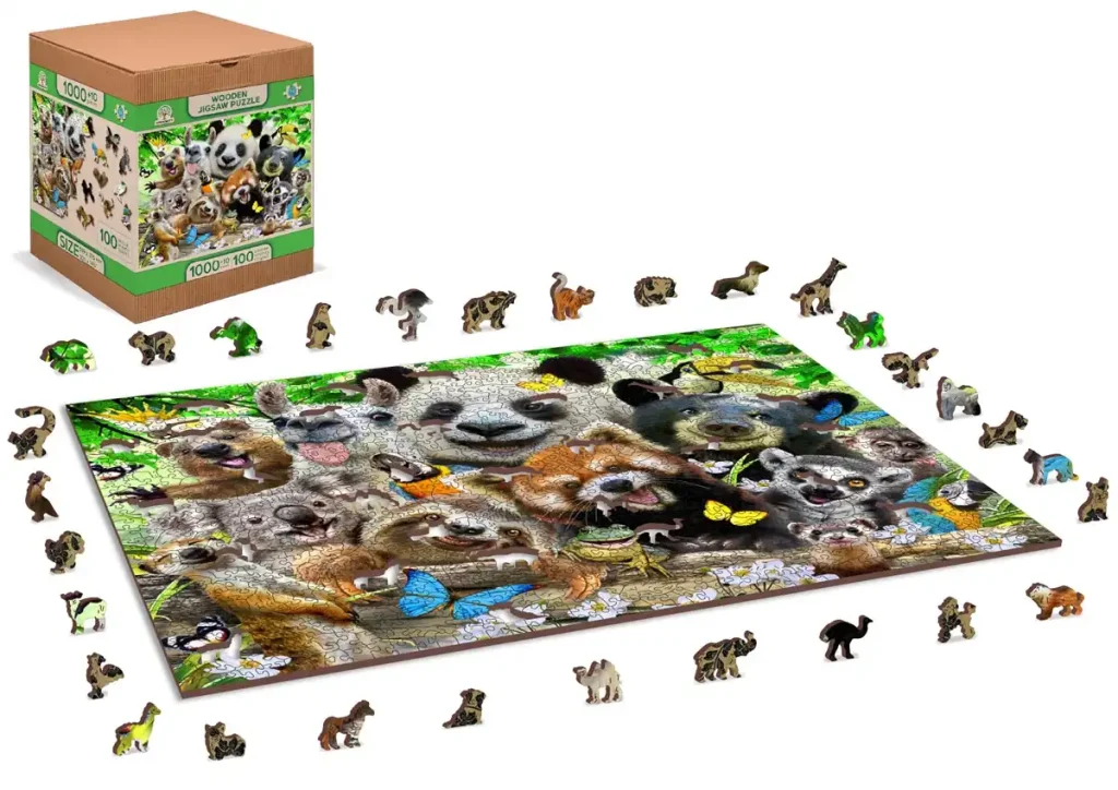 Drewniane puzzle w kształcie zwierząt 1000 Raj Niedźwiedzi Opis 3