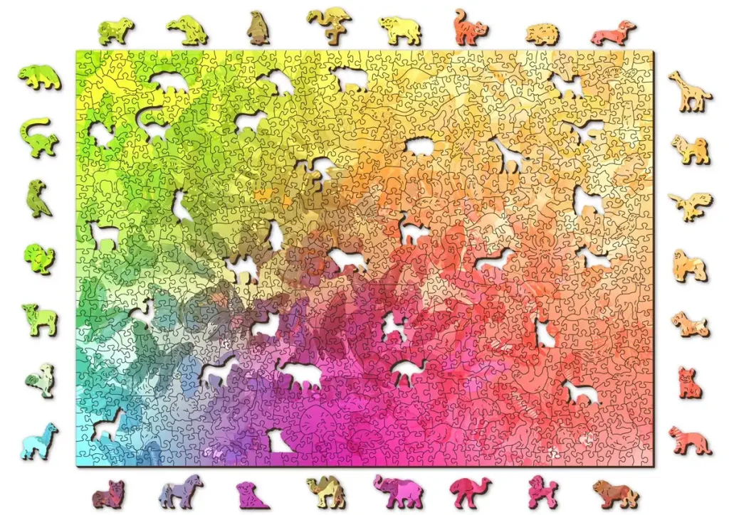Drewniane puzzle w kształcie zwierząt 1000 Sen Z Motylami opis 1