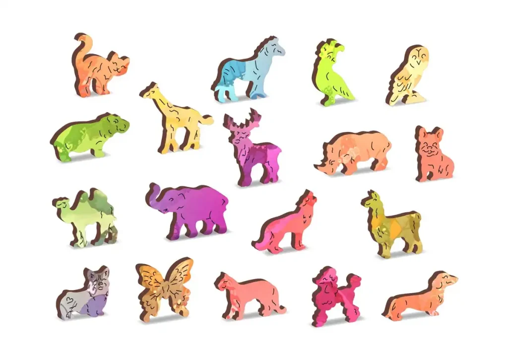 Drewniane puzzle w kształcie zwierząt 1000 Sen Z Motylami opis 3