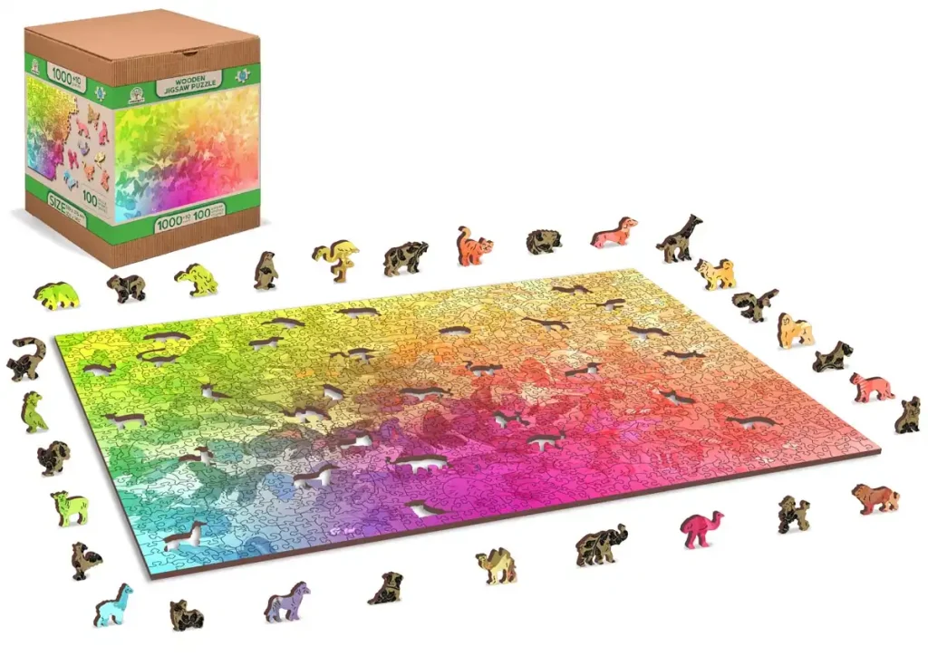 Drewniane puzzle w kształcie zwierząt 1000 Sen Z Motylami opis 2