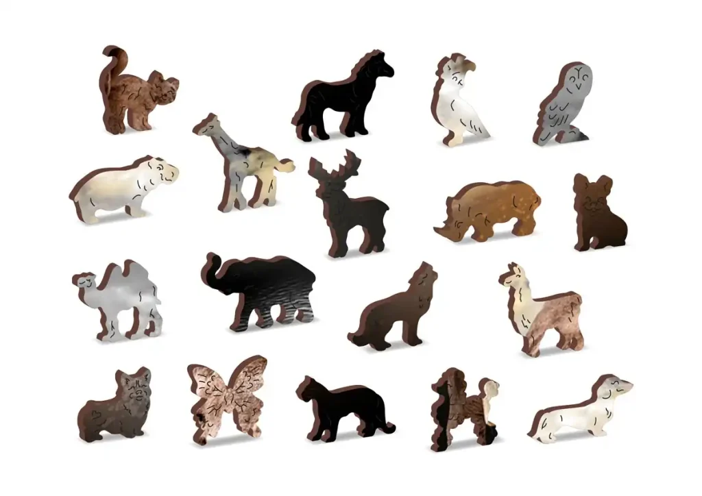 Drewniane puzzle w kształcie zwierząt 1000 Słoń Ze Snu Opis 4