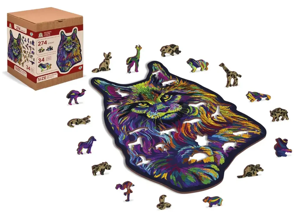 Wooden Puzzle 274 Rainbow Wild Cat Opis 6
