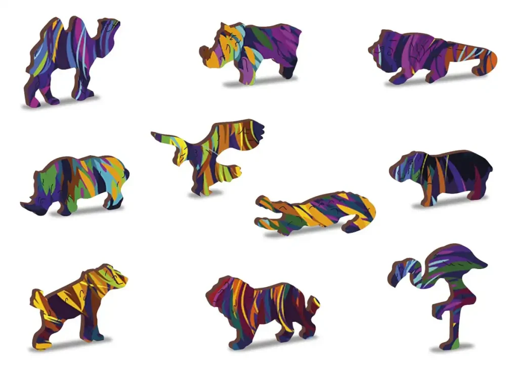 Wooden Puzzle 140 Rainbow Wild Cat Opis 3
