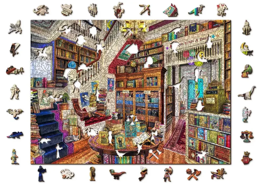 Wooden Puzzle 1000 Wish Upon A Bookshop Opis 9