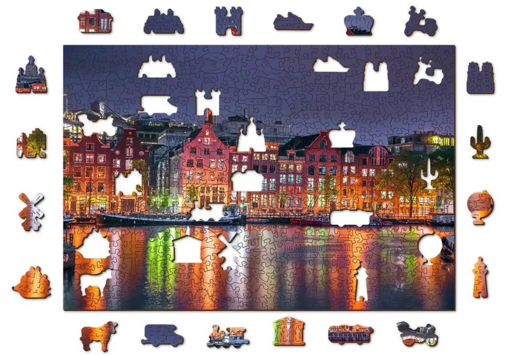 Wooden Puzzle 500 Amsterdam By Night Opis 9