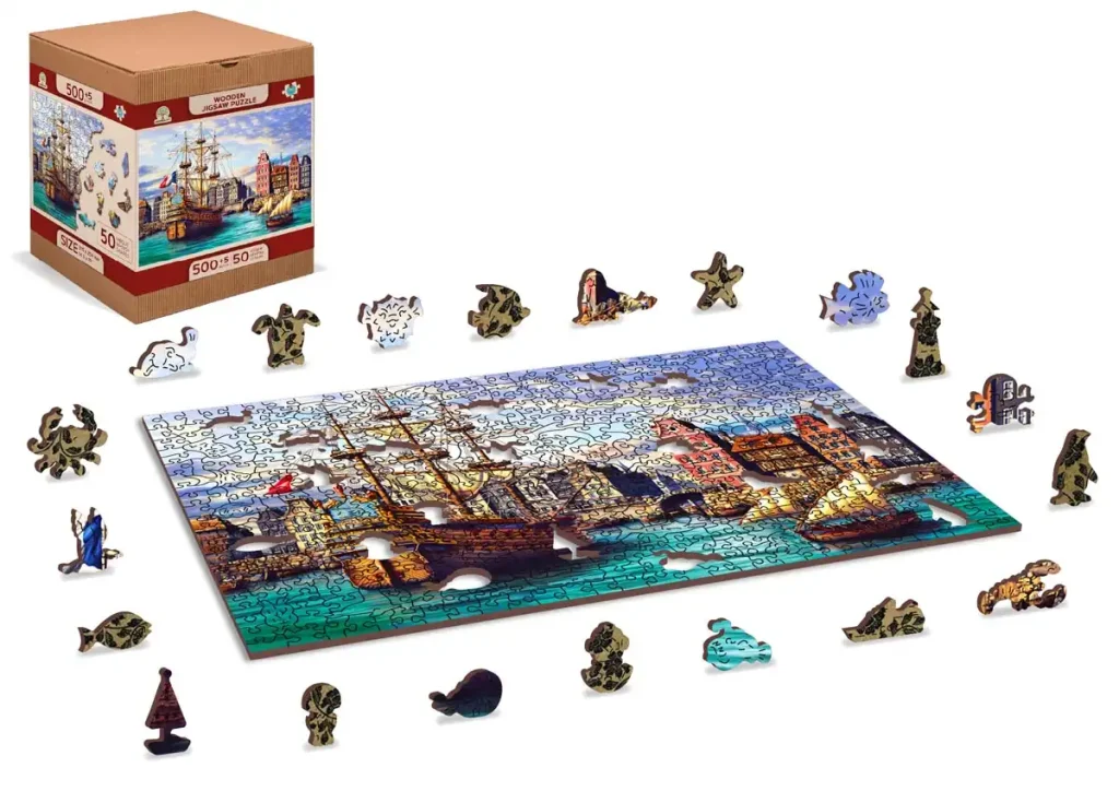 Wooden Puzzle 500 Old Ships In Harbour opis 2