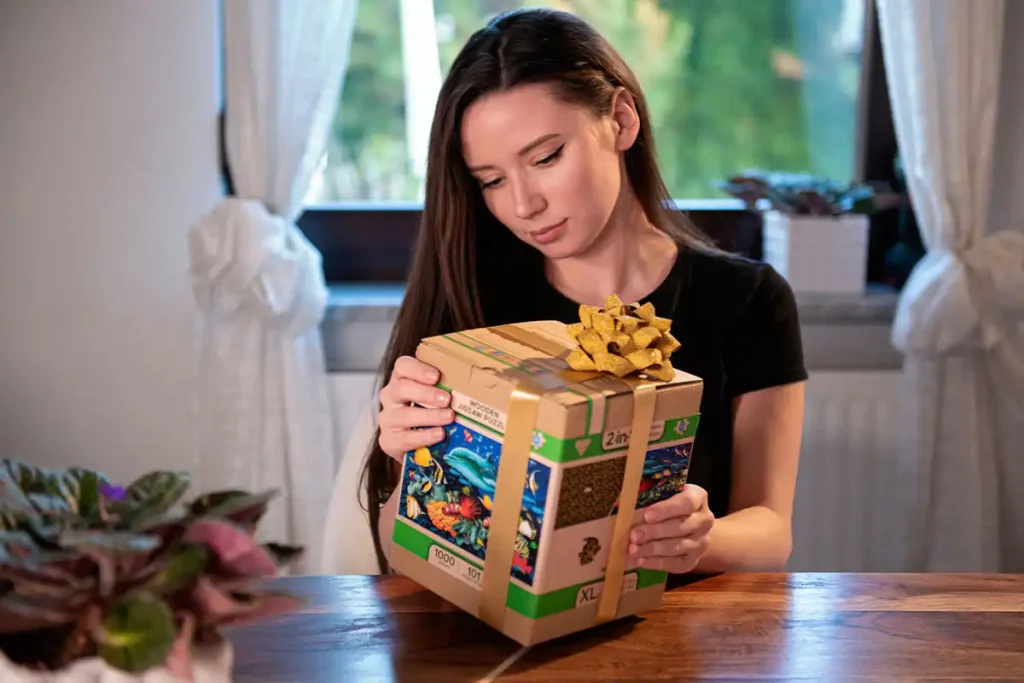 Girl Sitting With Wooden.City Puzzle