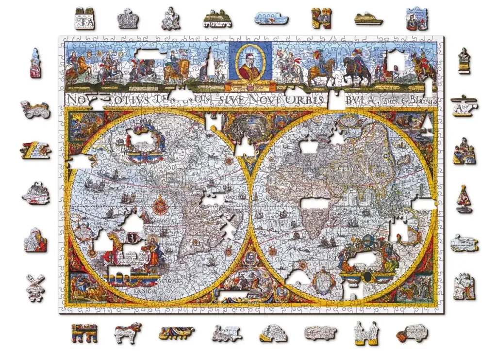 Puzzle World map with monuments, 150 pieces