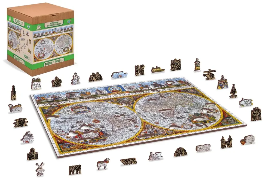 Wooden Puzzle 1000 Nova Terrarum Antique Map Opis 3