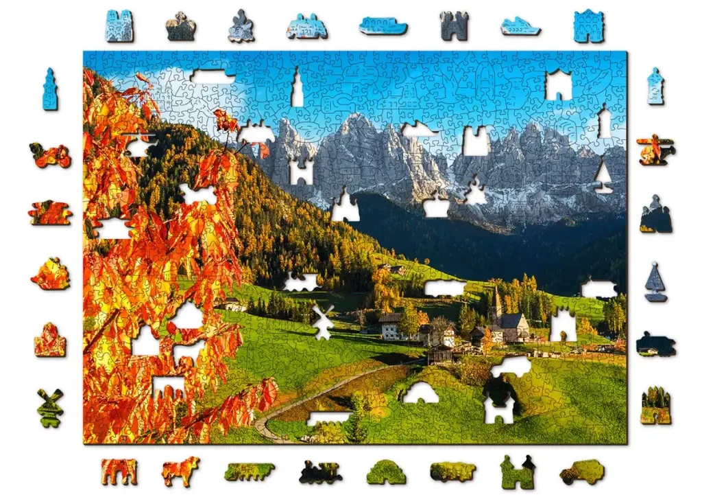 Wooden Puzzle 1000 Sankt Magdalena, Dolomites, Italy Opis 9