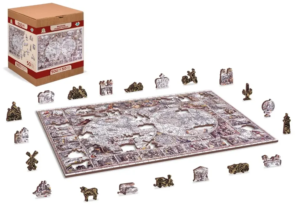 Wooden Puzzle 500 The Age Of Exploration Map Opis 3