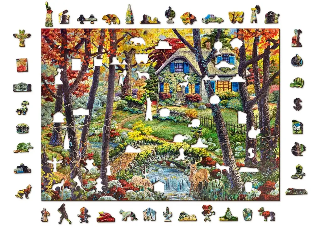 Wooden Puzzle 1000 A Cottage In The Woods Opis 9