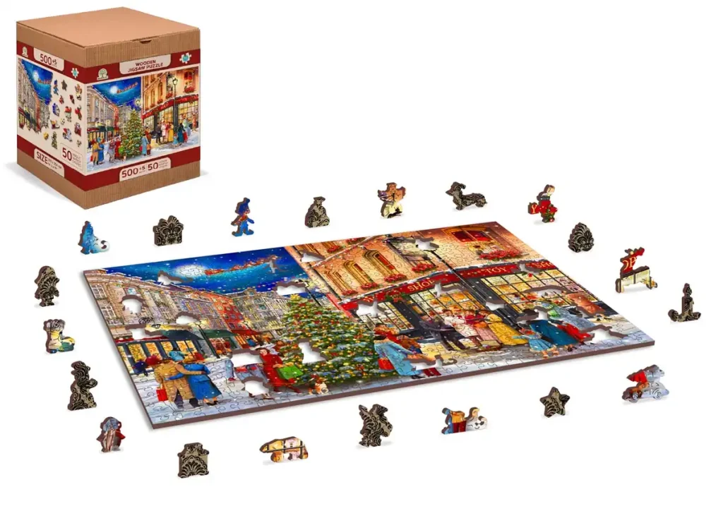 Wooden Puzzle 500 Christmas Street Opis 3