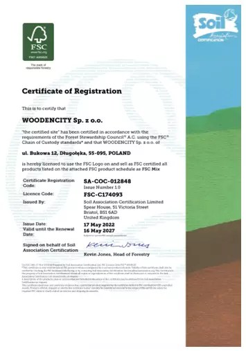 FSC certificate – Forest Stewardship Council