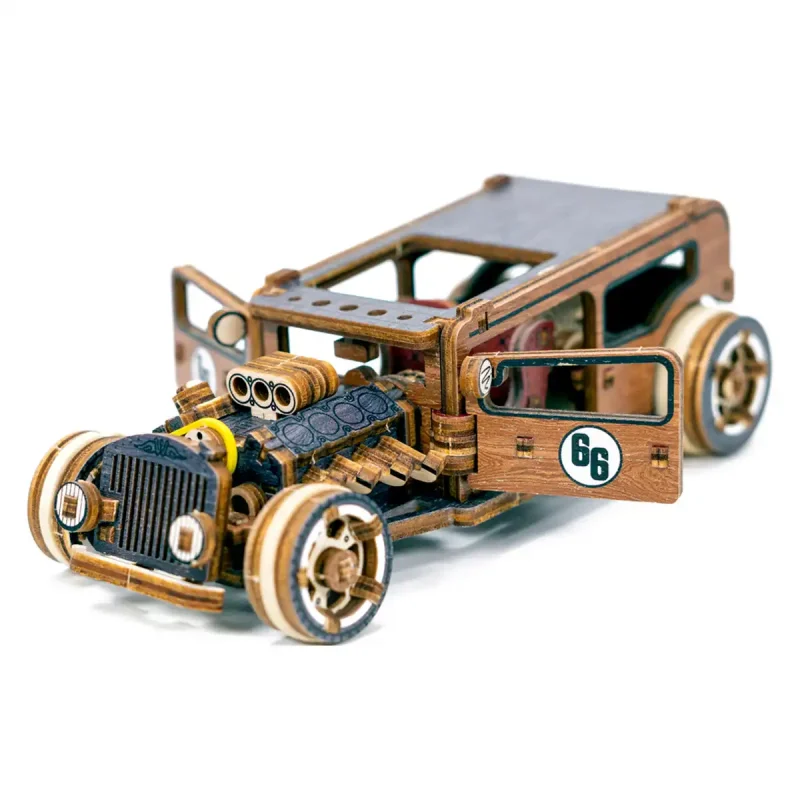 Wooden Puzzle 3D Colored Hot Rod LE 10
