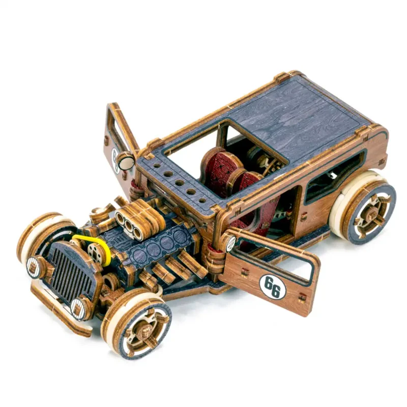 Wooden Puzzle 3D Colored Hot Rod LE 9