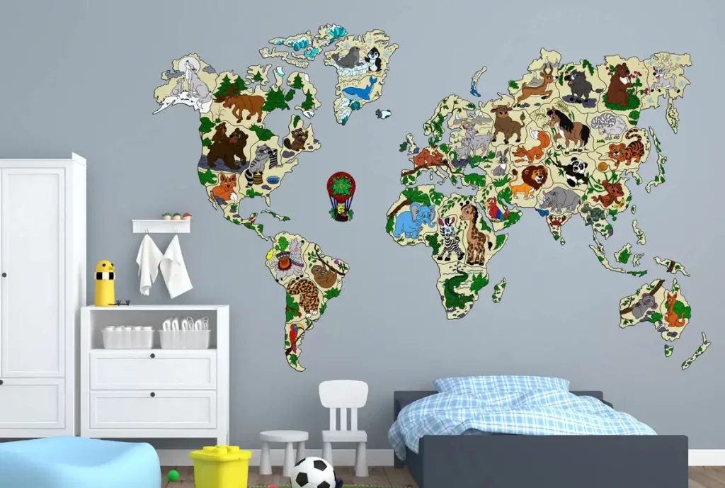 Mapa Świata Zwierząt Na Ścianę 3D XXL 11