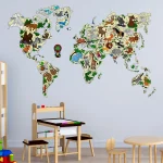 Wooden Map Puzzle 3D World World Map Animals XL 11