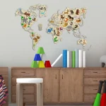 Wooden Map Puzzle 3D World World Map Animals M 7