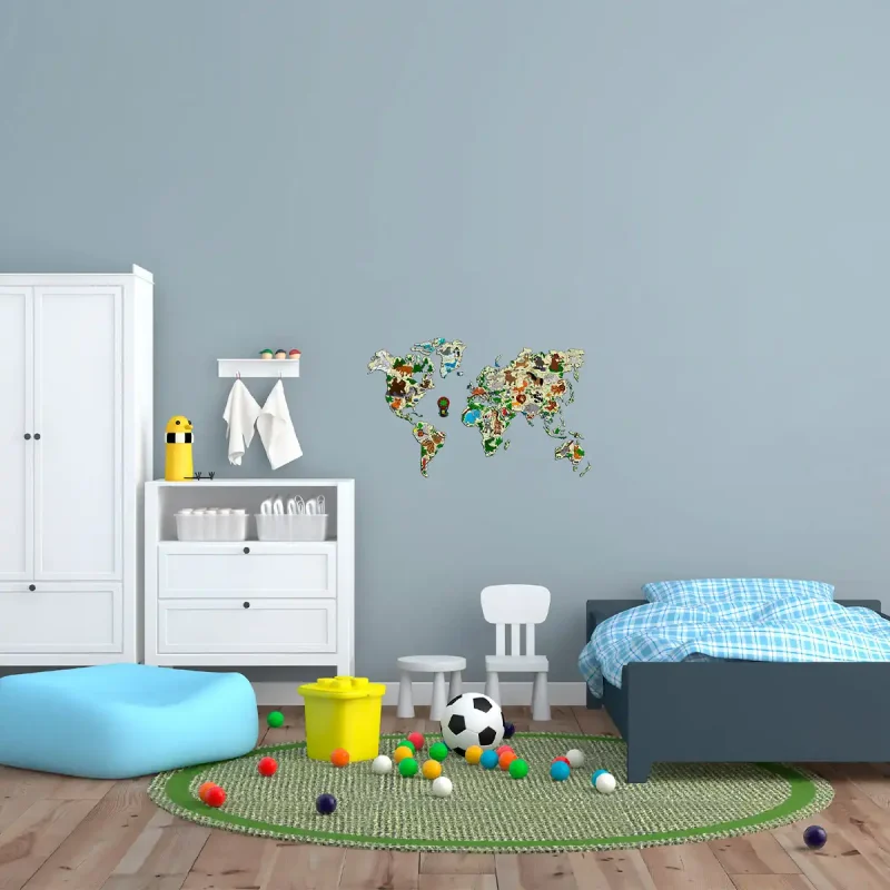 Wooden Map Puzzle 3D World World Map Animals M 5