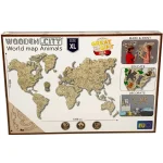 Wooden Map Puzzle 3D World World Map Animals XL 1