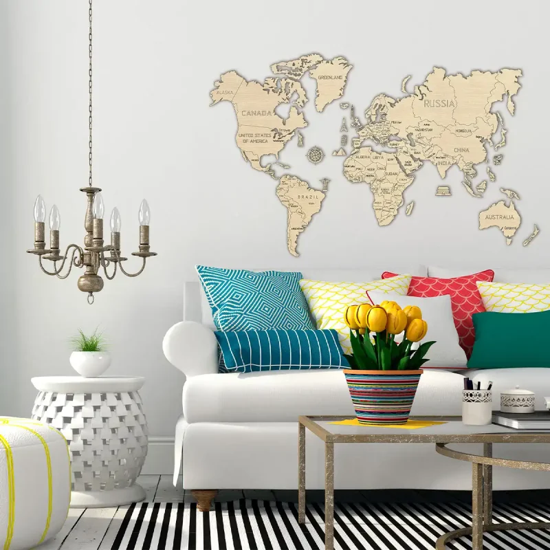 Wooden Map Puzzle 3D World World Map XL 3