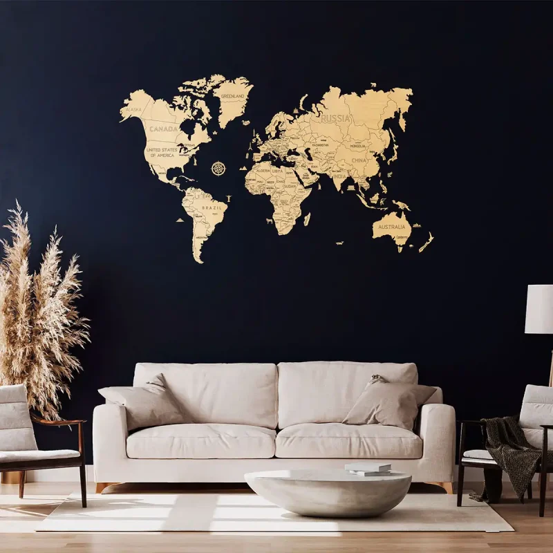 Wooden Map Puzzle 3D World World Map XL 10