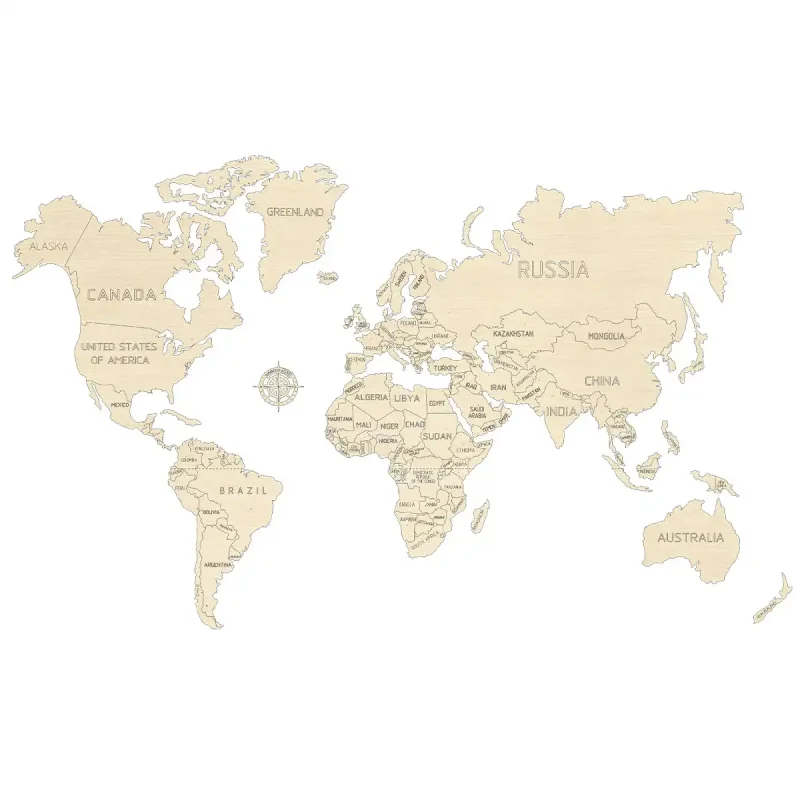 Wooden Map Puzzle 3D World World Map L 6